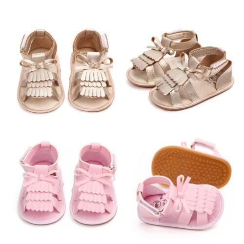 Citgeett Infant Baby Girl Summer Soft PU Sandals Tassel Toddler Anti-Slip Summer Cute Shoes