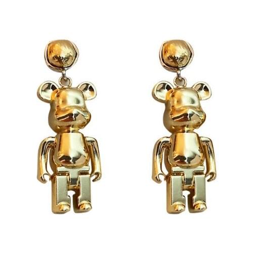 RZ147 925 Silver Needle Bear Earrings Sweet Cool Girl Niche Earrings Fun Trend Design Earrings Long Women