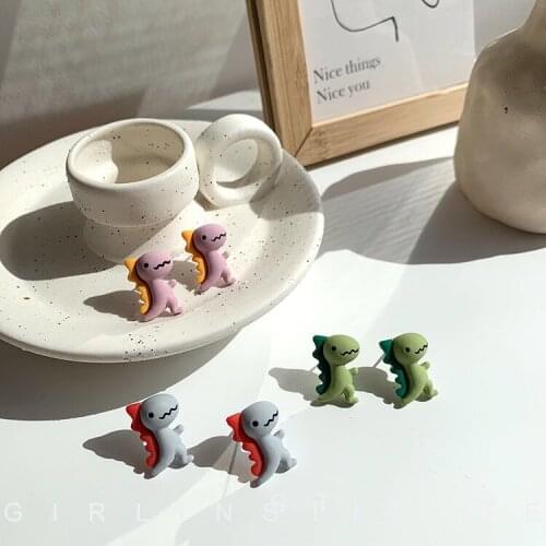 Cute Dinosaur Stud Earrings Resin Funny Animal Earrings for Women Girls