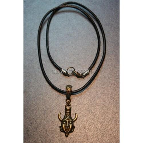 Vintage Bronze Deans Supernatural Demon Necklace Charms Genuine Leather Choker Statement Necklace Pendants Accessories Woman