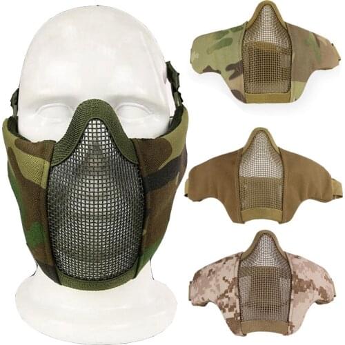 Tactical Airsoft Half Face Masks Metal Mesh Steel Net Paintball CS Foldable Hunting Military Paintball Wargame Protective Mask