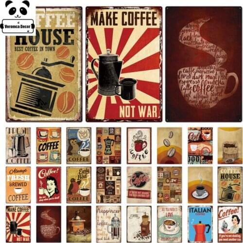 Coffee Tin Sign Vintage Metal Sign Plaque Metal Vintage Wall Decor For Kitchen Coffee Bar Cafe Retro Metal Posters Iron Painting