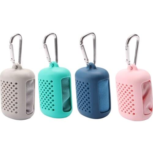 1 Pcs Portable Outdoor Mini Sports Face Hand Towel Quick Dry Towel Silicone Case Foldable Travel Compression Towel