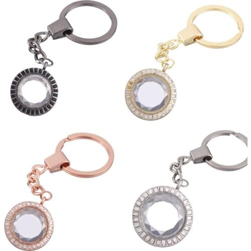 10pcs/lot Mixed color round Alloy crystal twist Memory Living Magnet Glass Key Ring Keychains Locket fit for Floating charms