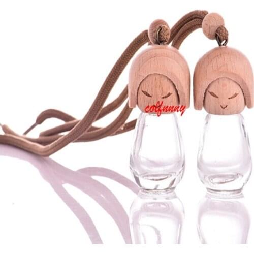 100pcs/lot Fast Shipping 8ML transparent cute doll car ornaments glass perfume bottles wholesale FXS14
