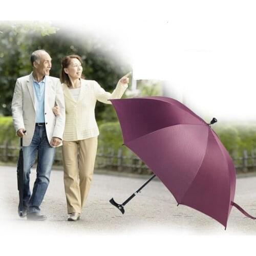 2pcs/lot)Auto open,unbreakable self-defense adjustable double-bridge carbon fiberglass climbing mans crutch umbrellas