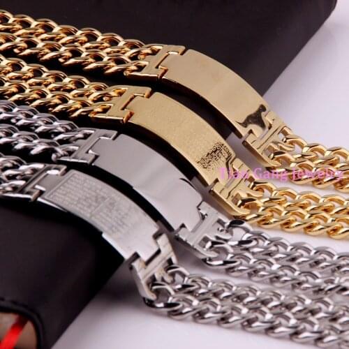 22.5mm Width 8.86" Mens 316L Stainless Steel Heavy Silver Color/Gold Color Cowboy Cross Bracelet Newest Design