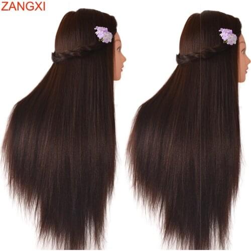 28" Professional Styling Head Training Doll Hair Dark Brown Hair Model For Hairdressing Manikin Nice Maniqui Mannequin Head Wig