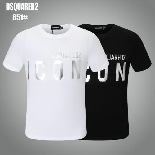 Free Shipping DSQUARED2 Men Printed Letters DSQ2 Round Neck Short Sleeve Street Hip Hop Pure Cotton Tee T-Shirt