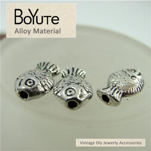 BoYuTe (200 Pieces/Lot) 7*10MM Antique Silver Plated Beads Diy Beads Jewelry Making Chunky European Beads for Jewelry Findings