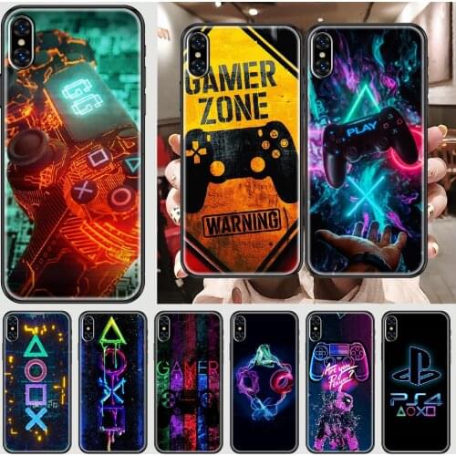 Game Controller PS4 Phone Case Cover Hull For iphone 5 5s se 2 6 6s 7 8 12 mini plus X XS XR 11 PRO MAX black soft cell cover 3D