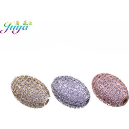 Juya Handmade Cubic Zirconia Decorative Charms Oval Beads For DIY Needlework Fashion Jewelry Making