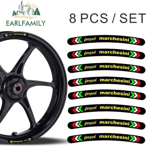EARLFAMILY 13cm x 1.3cm 8x for Stickers Wheel Stripes Set Car Motorbike Motorcycle Racing Waterproof Decal Flat Glue Car Sticker