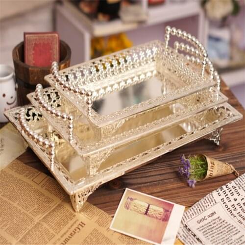 Elegant Pearl Decoration Plate Dessert Plate Fruit Cake cake Rack Fruit Plate Tray Decoration Wedding Party Plate