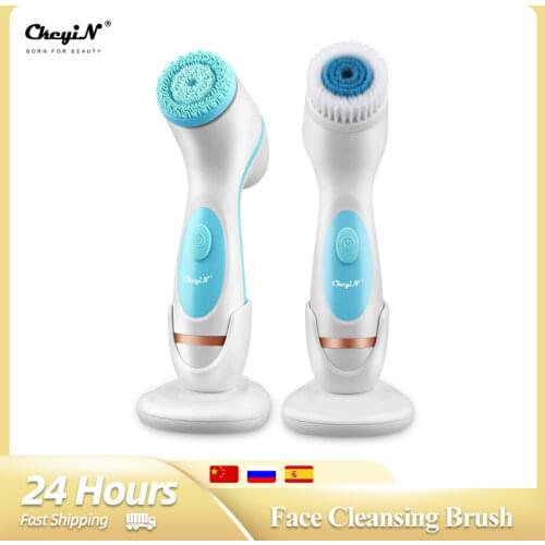 3 in1 Electric Face Cleanser Facial Washing Brush Rechargeable Spin Brush Set Waterproof Facial Wash Brush Set Deep Cleansing