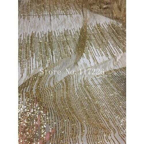 French tulle lace with embroidery 5 yards African fabric with glued glitter JRB-1546 high quality in bright gold color
