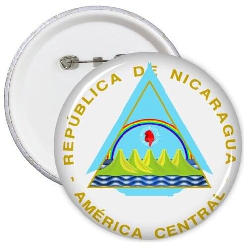 Nicaragua National Emblem Round Pins Badge Button Clothing Decoration Gift 5pcs