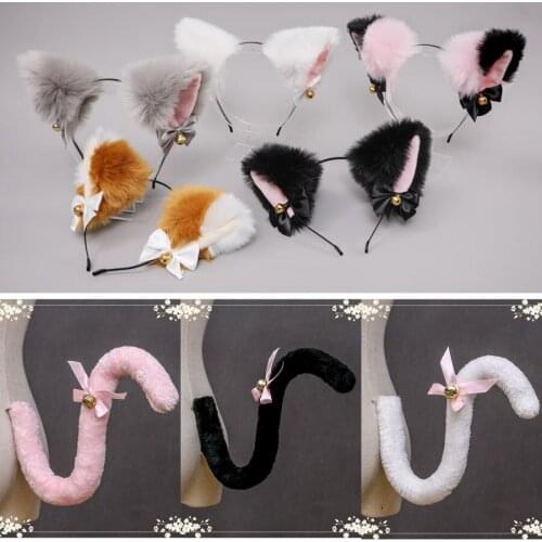 Beautiful Masquerade Halloween Cat Fox Ears Cosplay Ear Anime Party Costume Bell Headwear Headband Anime
