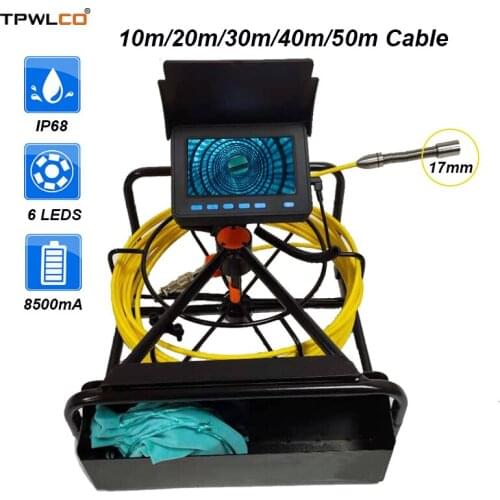 4.3" LCD 17mm 10-50m Cable Endoscope Video Waterproof Camera System With DVR/Sun-visor Inspection Camera With 6pcs LEDS
