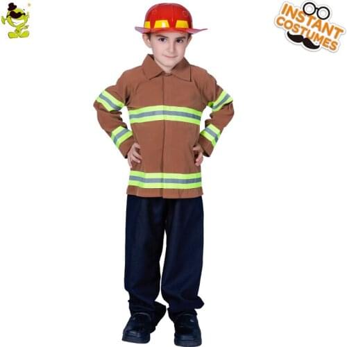 Fireman costumes boys play stage Career Suit Kids Halloween Cosplay Uniform For Kids Boys firefighters fire fighters