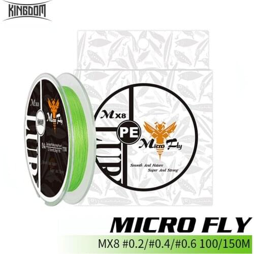 KINGDOM MICRO FLY Fishing Line 100m 150m 4 Strands PE Line Pull Force 4.2-5.5kg Japan Monofilament Fishing Line Set Leader Lines