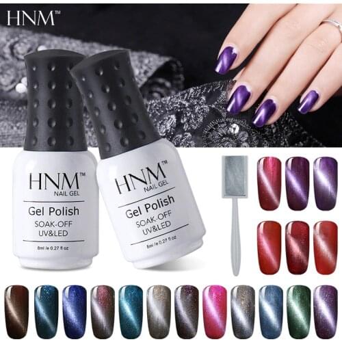 HNM Magnet Cats Eye Nail Polish 8ml Semi Permanent UV Gel Nail Polish Soak off Hybrid Varnish Vernis Art Painting Gel Lacquer