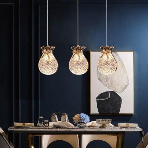 ZuuuVny Nordic Bag Small pendant light Bedroom Study Creative Single Head Chandelier Art Decoration Bar lamp