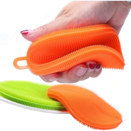 Multifunctional silicone dishwashing brush is not easy to stick to oil kitchen brush pots and bowls household cleaning artifact