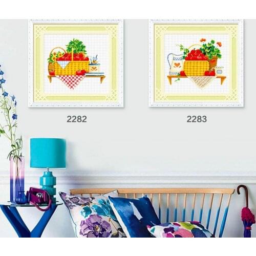 50x50cm cross stitch kits Canvas embroidery dmc printed canvas kit dining room decorative painting fruit flower basket