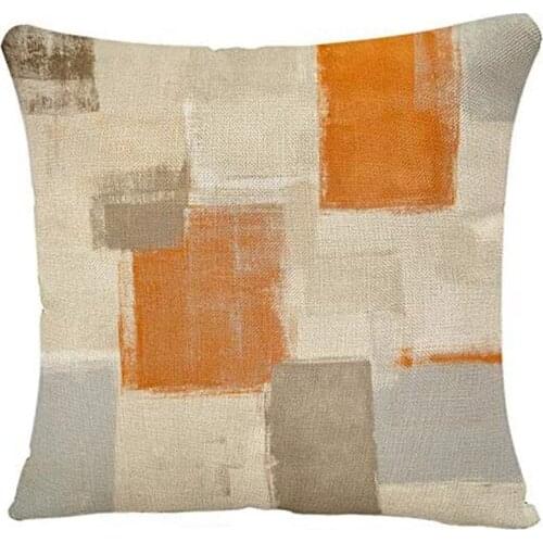 Throw Pillow Covers Pillowcase Contemporary Orange Abstract Painting Blocks Gallery Modern-ABUX