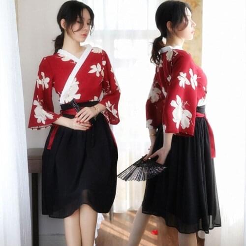 2020 New Sexy erotic underwear kimono transparent witch retro uniform temptation passion suit open file three-point style