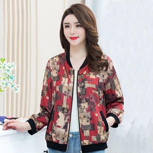 2021 spring new large size middle-aged womens nine-point sleeve jacket jacket baseball uniform loose jacket female W393