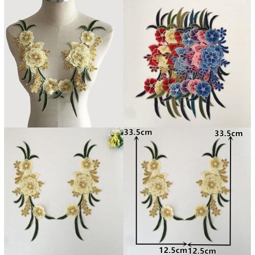 New arrive 3D flower Fashion style Embroidery Lace Collar Applique Lace Neckline DIY Clothing Sewing Accessories A pair for sale