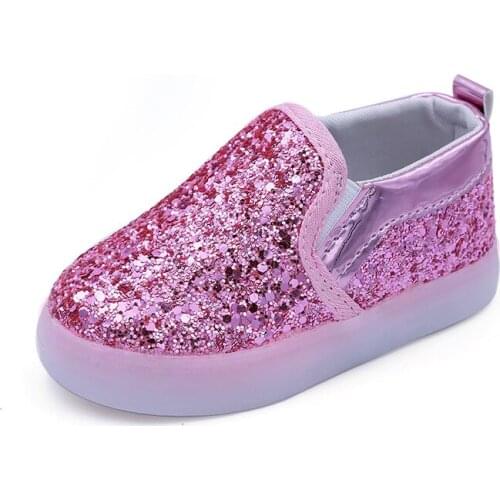 2021 Autumn New Bright Lights for Boys and Girls Luminous Sequined Shoes LED Flash Korean Kids Shoes Fashion Hot Casual Flats