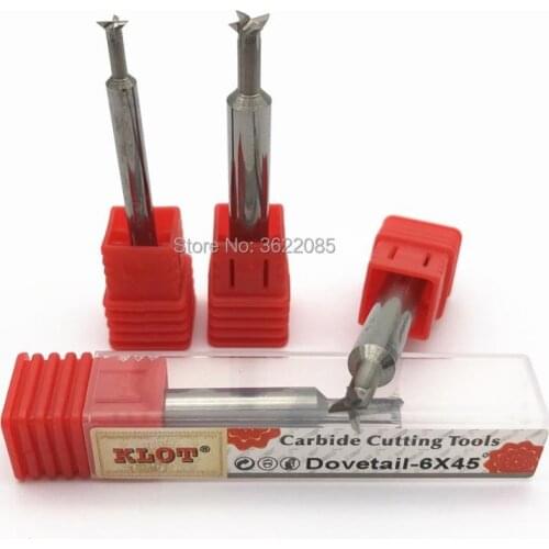 KLOT Solid Carbide Dovetail Milling Cutter End Mill3 4 5 6 8 10 12 14 16mm*45Degree/60Degree/75Degree HRC55 Alloy Straight Shank