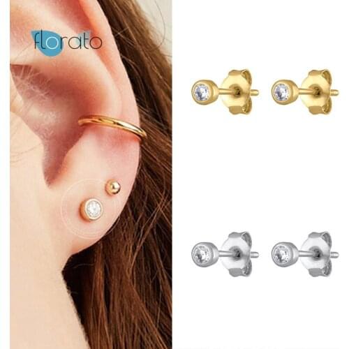 925 Silver Ear Needle Simplicity Stud Earrings For Lovers' Valentines Day Couple Dating Jewelry Worn Tiny Crystal Earring