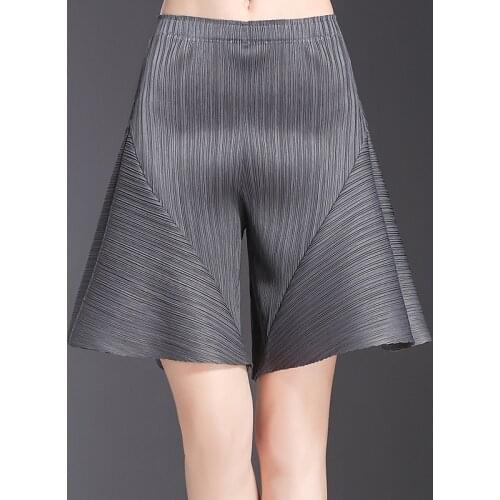Fold Waist Thin Summer Shorts Female Leisure Wide Leg 3d Shorts