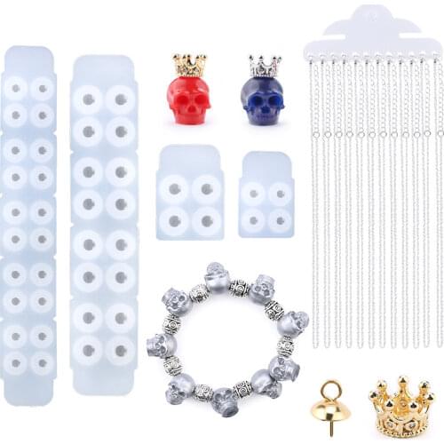 Silicone Skull Mold Epoxy Resin Molds UV Resin Pendant Mould Skull Beads Casting Tools For Halloween Decoration Party Gift