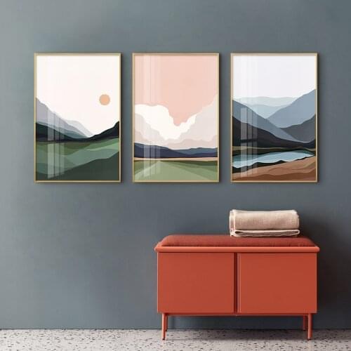 Nordic Decoration Abstract Landscape Wall Art Canvas Painting Ocean Art Posters and Prints Wall Picture for Living Room Decor