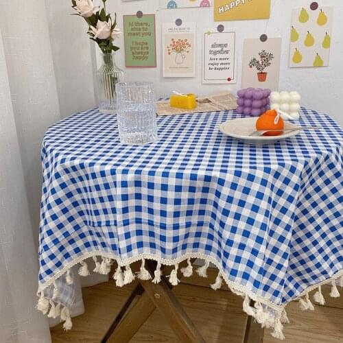 Plaid cotton tablecloth anti pollution table cover kitchen living room rectangular coffee shop table top decorative tablecloth