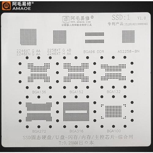BGA Reballing Stencil For BGA96/152/132/136/316/272/100 DDR SSD master control IC Chip Tin Planting Soldering template Net