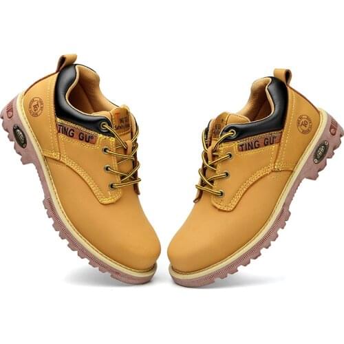 COZOK Safety Shoes High-top Work Boots Yellow Tendon Bottom Anti-smashing High-tube Half-boots Safety Training Boots