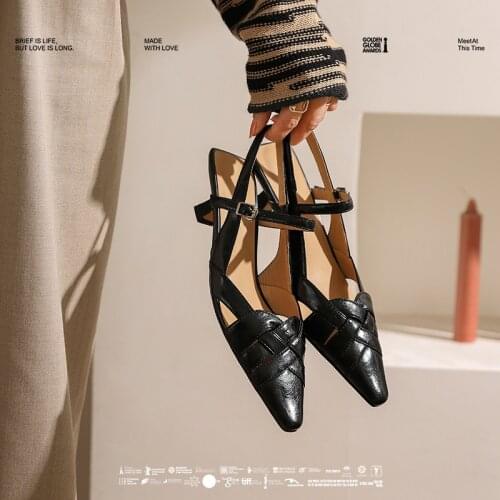 Osunlina 2021 New Lady Sandals Genuine Leather High Square Heels Summer Sandals Buckle Strap Comfortable Handmade Shoes Woman