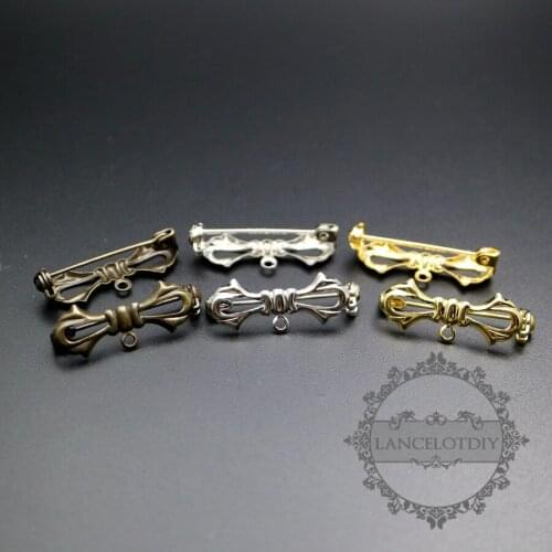 11x30mm silver,gold,bronze brass bow knot with loop DIY brooch pin findings supplies 1582045