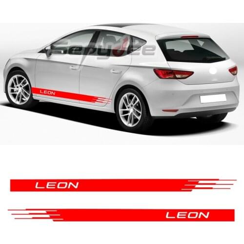 1 Pair Car Door Side Skirt Stickers For Seat Leon FR TGI ST SC TSI Cupra Auto Body Long Stripes Vinyl Decal Car Accessories