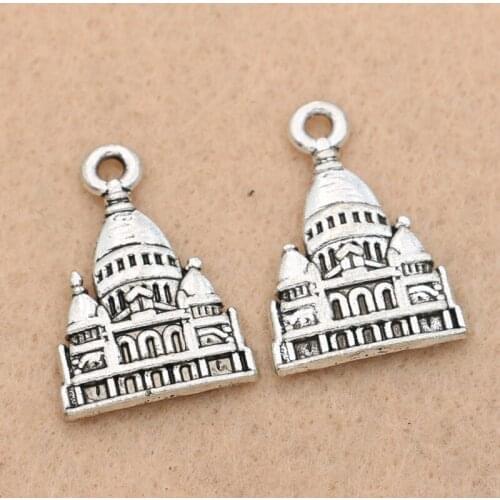 10pcs Antique Silver Plated House Castle Charm Pendants Jewelry Diy Accessories Jewelry Findings 23x16mm