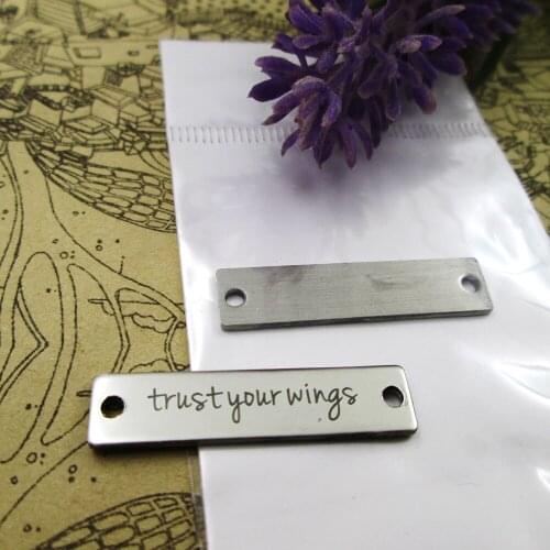 10pcs--Trust your wings Connector stainless steel charms more style for choosing DIY Charms pendants for necklace 30x7mm