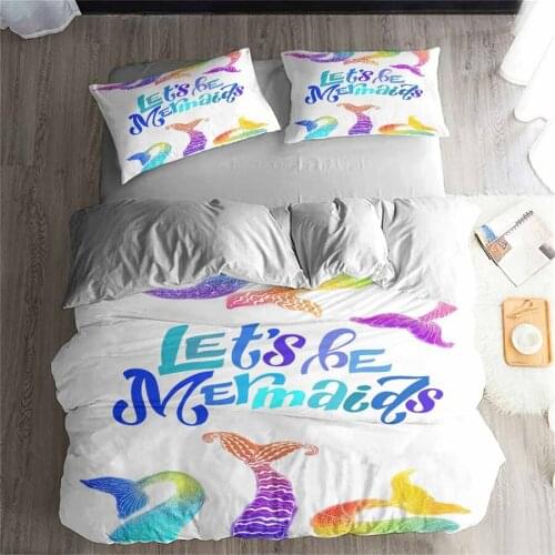 HELENGILI 3D Bedding Set Mermaid Print Duvet Cover Set Bedclothes with Pillowcase Bed Set Home Textiles #MRY-05