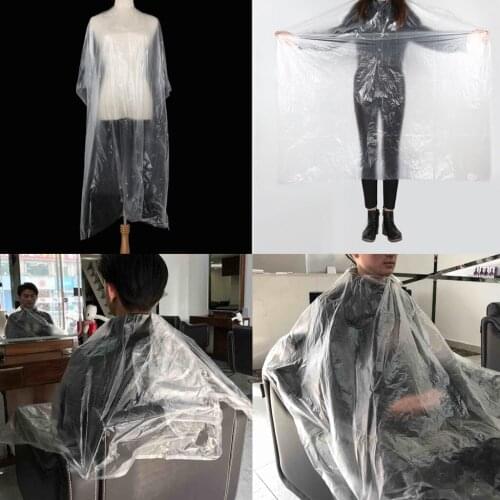 50pcs Disposable Hair Cutting Cape Gown Hair Cut Barber Capes Transparent