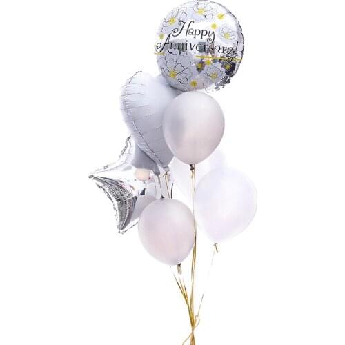 7pcs/1set 12-18inch Clear Latex Balloon happy Anniversary Rose Gold Silver Confetti Party Decor Adult ball JJ170